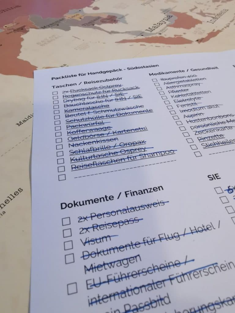 Packliste Backpacker Checkliste abhaken