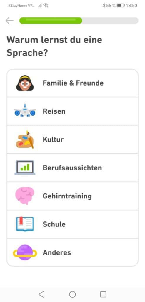 Englisch verbessern duolingo App 2