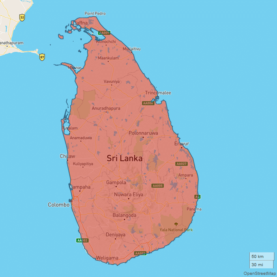 BackPacking Karte Vergleich SriLanka